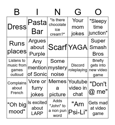 John-isms Bingo Card