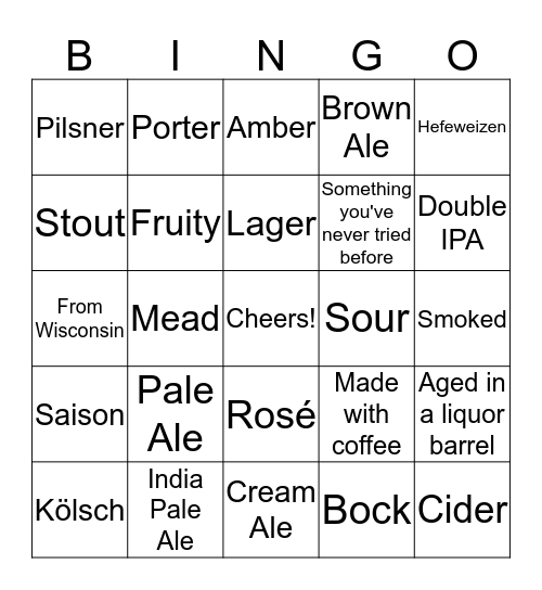 BEER BINGO Card