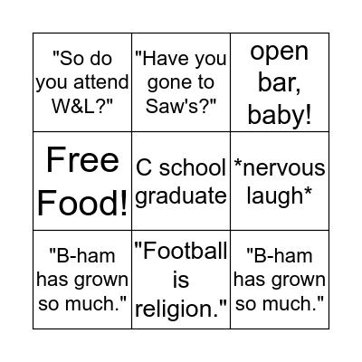 Alumni Dinner Bingo  Bingo Card