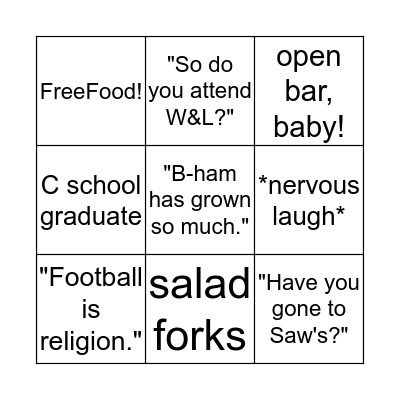 Alumni Dinner Bingo  Bingo Card
