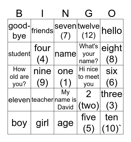 m3 fun-pre basic Bingo Card