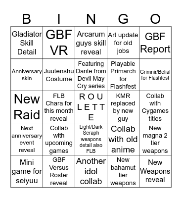GBF Anniversary Bingo Card