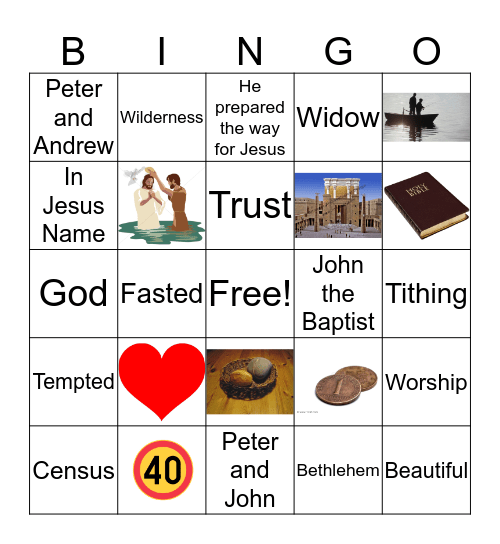 Life of Jesus Review Bingo Card