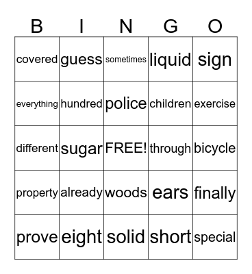 High Frequency Words Lesson 1, 2, 3, and 4 Bingo Card