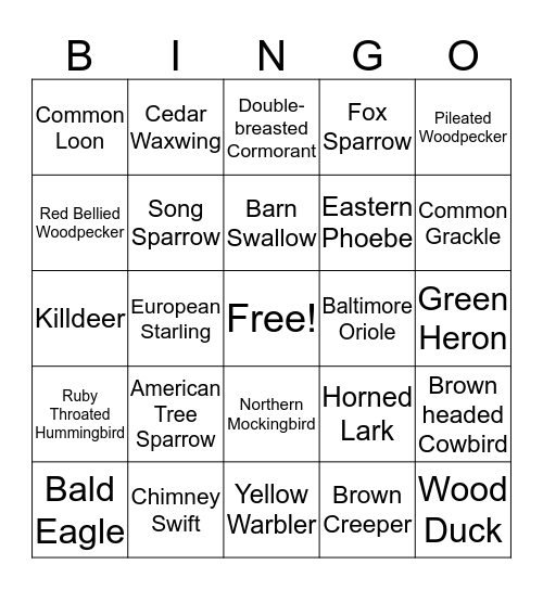 Ohio Birds Bingo Card