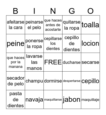 Vocabulary Bingo Card