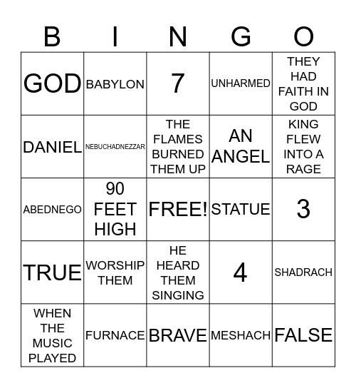 FIERY FURNACE Bingo Card