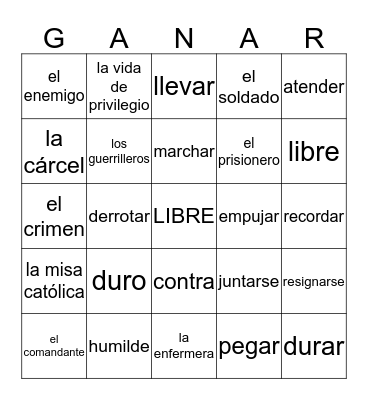 GANAR Bingo Card