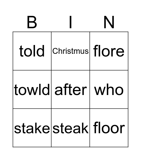 Year 3 Spelling Practice Bingo Card