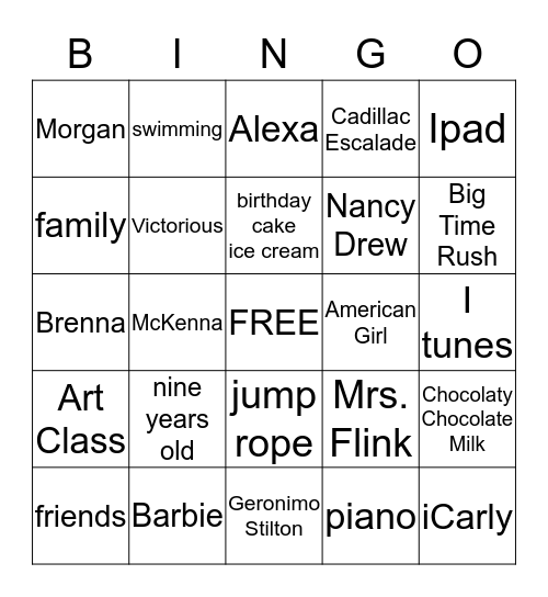 Happy Birthday Claire! Bingo Card