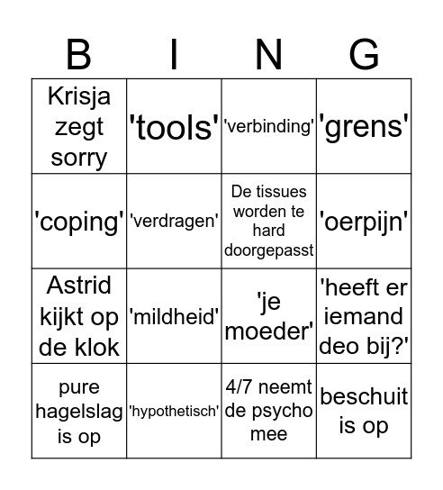 Therapie Bingo Card