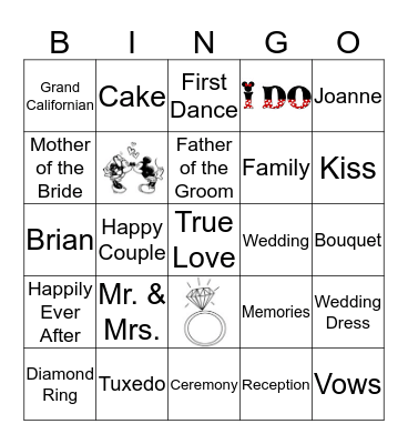 Brian & Joanne Bingo Card