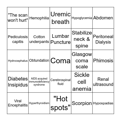 PEDS BINGO ch 43-47 Bingo Card