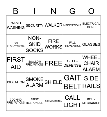 SAFETY Bingo Card