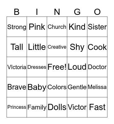 Vania's Birthday Bingo Card