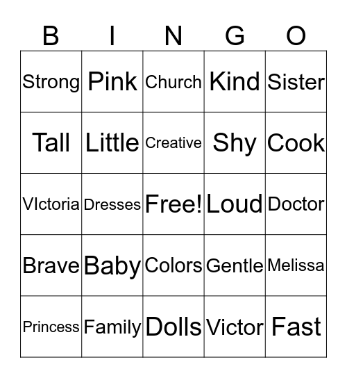 Vania's Birthday Bingo Card