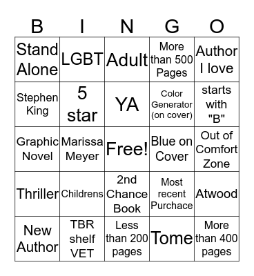 TBR Bingo Card