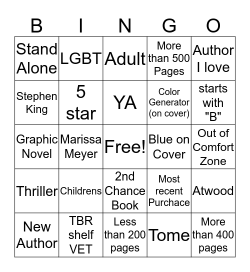 TBR Bingo Card