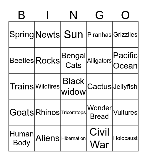 Finding Nonfiction Bingo Card