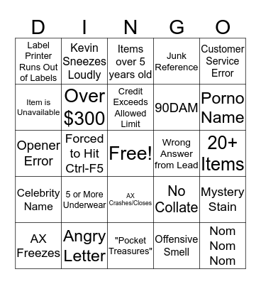 Duluth Returns Dingo Bingo Card