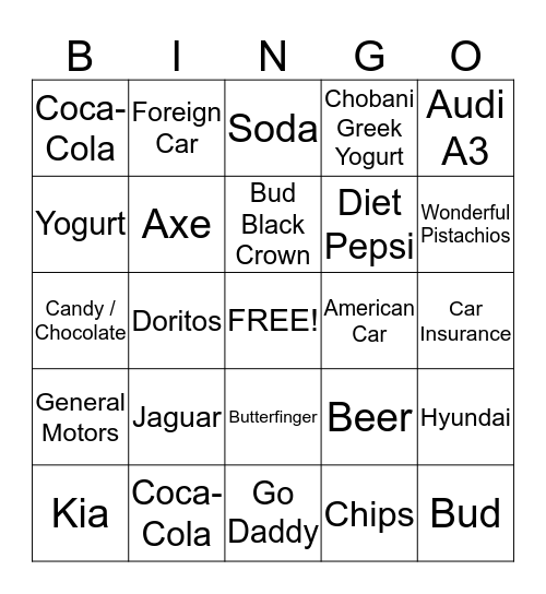 Superbowl Bingo 2014 Bingo Card