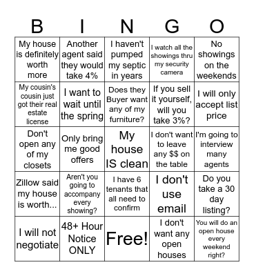 SH*TTY SELLERS Bingo Card