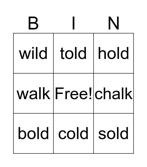 March Week 1 Bingo Card