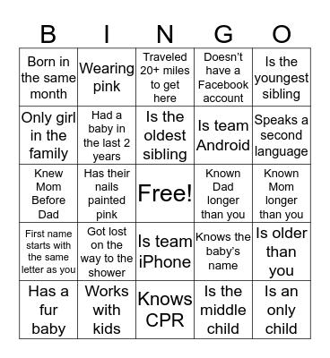 Find Someone... Bingo Card