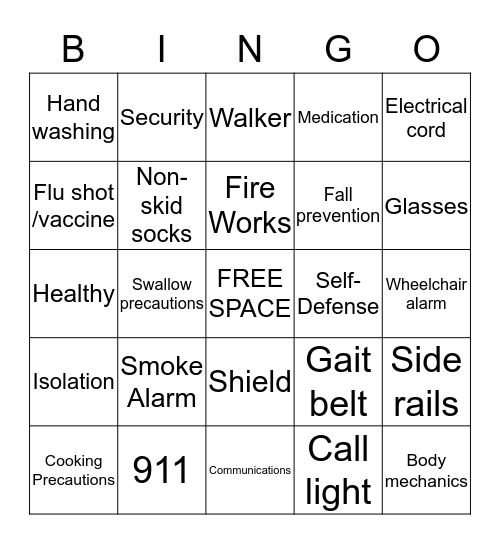 S A F E T Y Bingo Card