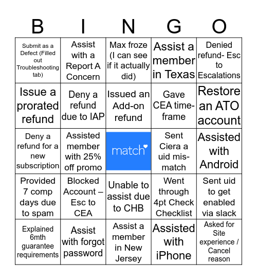 Caller Bingo  Bingo Card