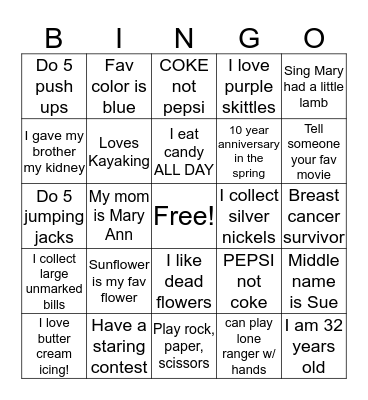 STAFF BINGO!! Bingo Card
