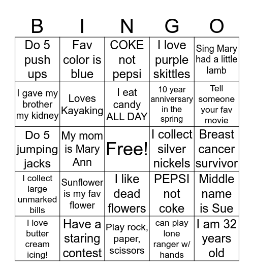 STAFF BINGO!! Bingo Card