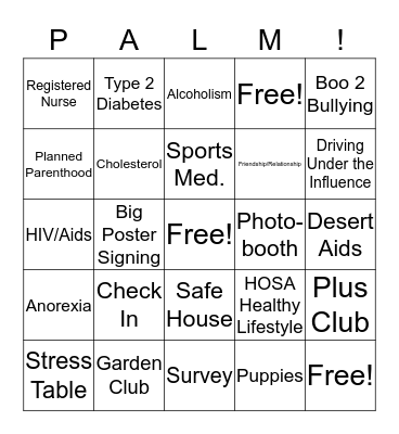 PSHS Wellness Fair 2019 Bingo Card