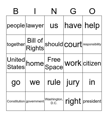 Freedom Bingo Card