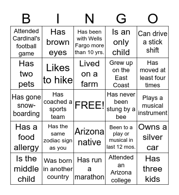 Human Bingo Card