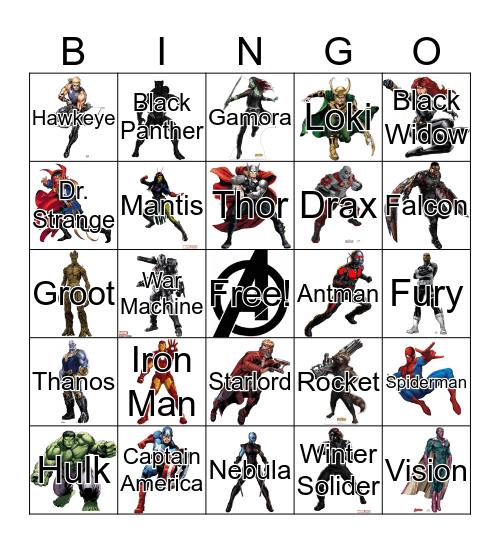 Avengers Bingo Card