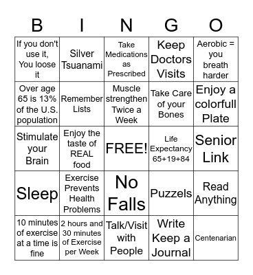 Healthy in 2020 Bingo Card