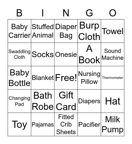 Baby Bingo Card