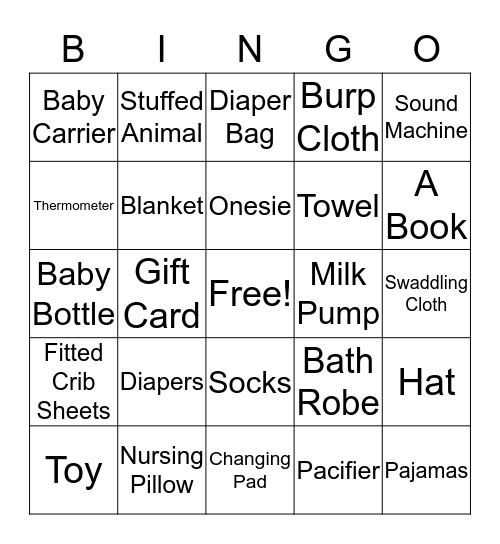 Baby Bingo Card