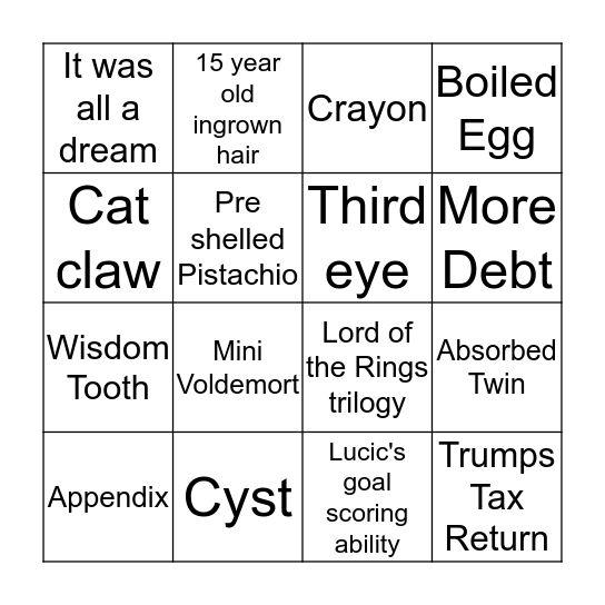 Whats in Jordan's head? Bingo Card