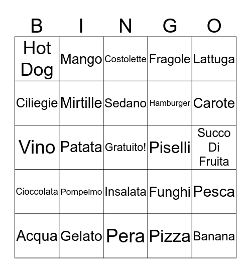 IL CIBO Bingo Card