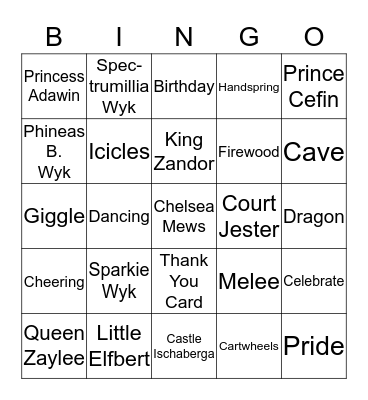 Sparkie Wyk Bingo Card