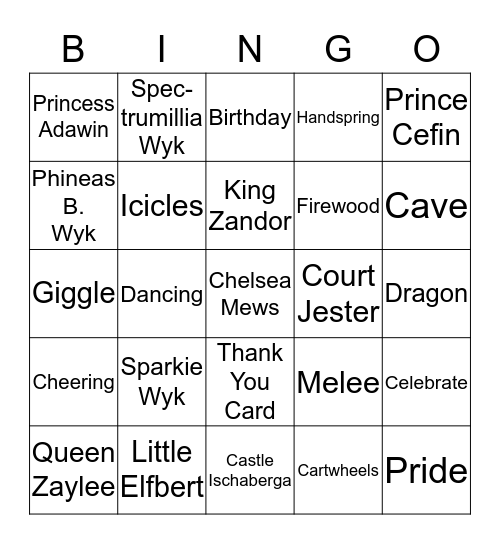 Sparkie Wyk Bingo Card