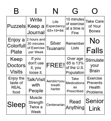 Healthy in 2020  Bingo Card