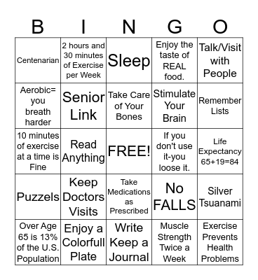 Healthy 2020  Bingo Card