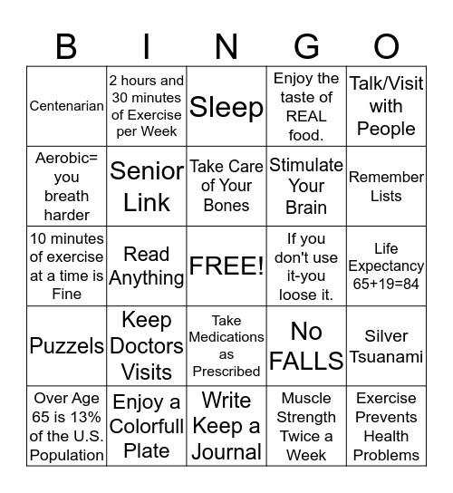 Healthy 2020  Bingo Card