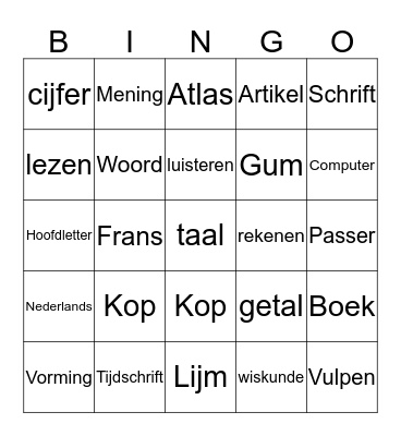 Wablieft-groep Bingo Card