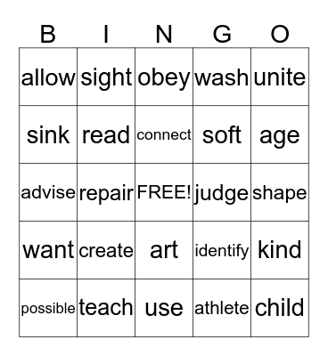 Root-Word Bingo Card
