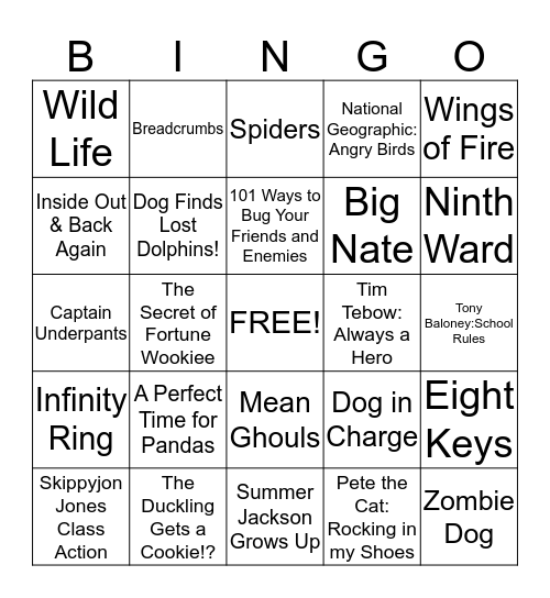 Book Fair Bingo Card