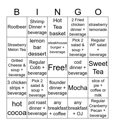 Thirst Quencher Bingo Card